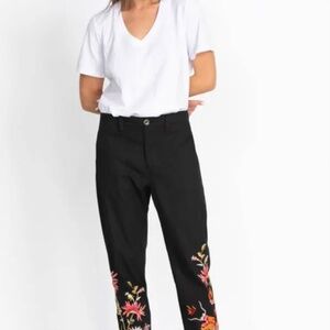 NWT Johnny Was Embroidered Dragon Mina Worker Pant Black Size 4